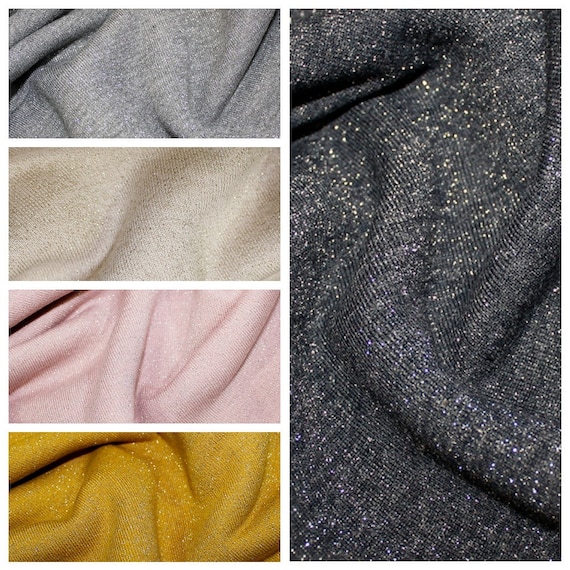 90% Cotton Lurex Sweatshirting Jersey Fabric - HALF A METRE - Metallic Shimmer Heavy 145cm Jumpers Sweatpants Hoodies