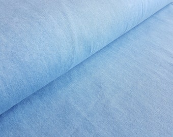 Light Shade 8oz Medium-weight Washed Blue Denim Fabric by Large Fat Quarter