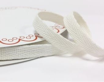 2 metres Ivory 10mm Cotton Herringbone Tape Webbing Ribbon Craft Sewing
