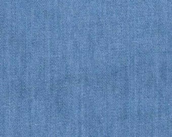 Light Shade 4oz Lightweight Washed Blue Denim Fabric by Large Fat Quarter