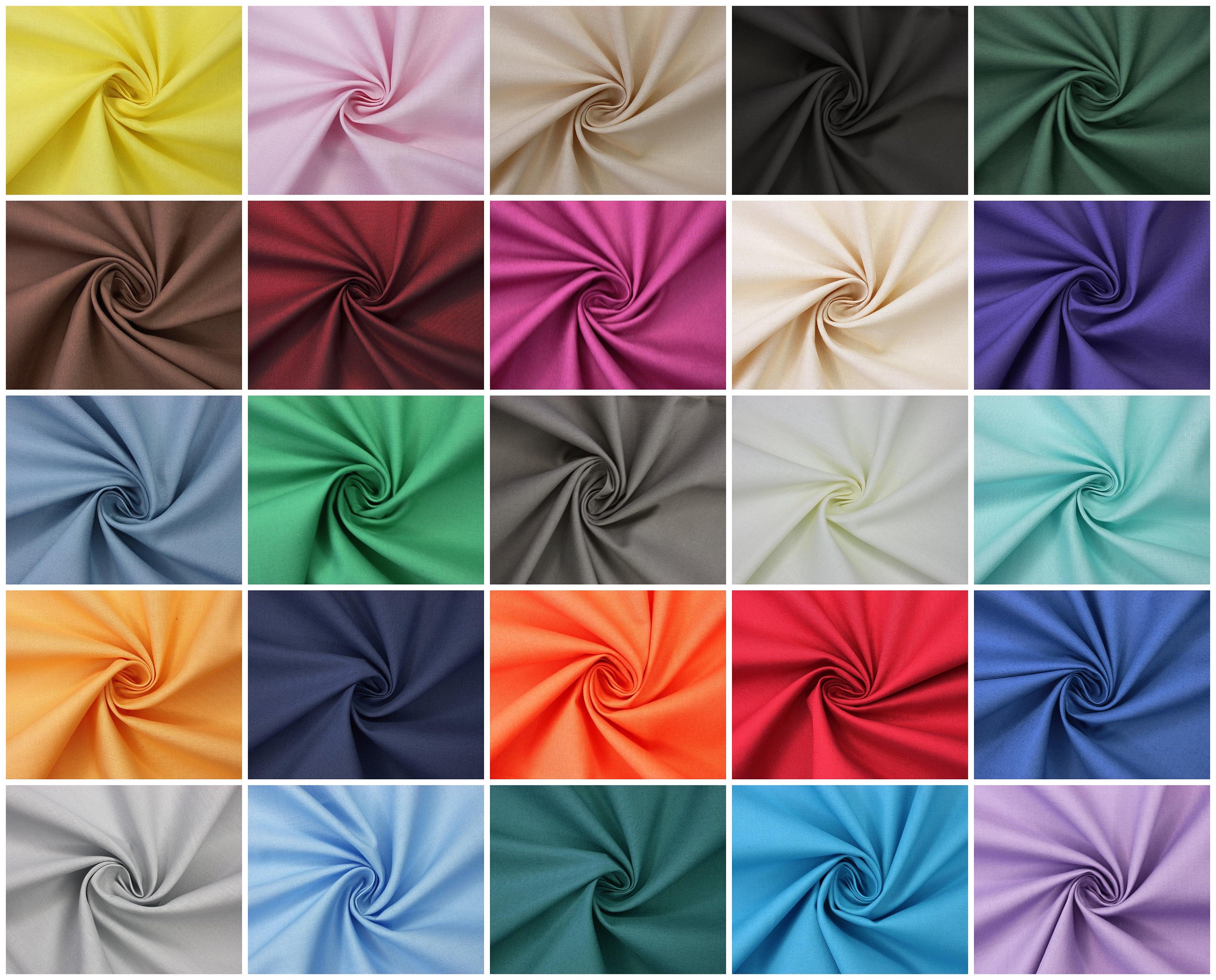 Plain 100 Cotton Fabric 150cm Wide Midweight 140gsm 60SQ Etsy UK