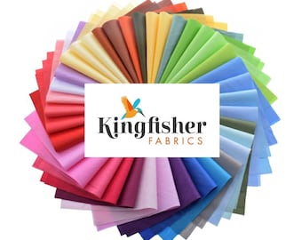 Kingfisher Plain Solid Blender Quilting 100% Cotton Fabric Sewing Clothes Quilts Fat Quarter Half Metre or Metre