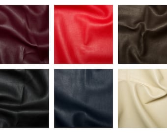 Plain Soft Leather Look Faux Fake Leather Fabric 55"/142cm 611gsm Easy to Sew Clothes Upholstery Cushions PVC/Polyester Backing HALF A METRE