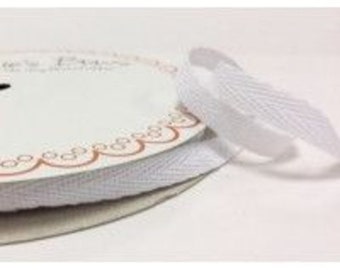 2 metres Pure White 10mm Cotton Herringbone Tape Webbing Ribbon Craft Sewing