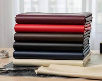 Plain Soft Leather Look Faux Fake Leather Fabric 55"/142cm 611gsm Easy to Sew Clothes Upholstery Cushions PVC/Polyester Backing HALF A METRE