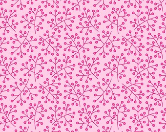 Bloom Bright Flower Stigmas on Pink Ditsy Fat Quarter Cotton Fabric by P&B (UK)