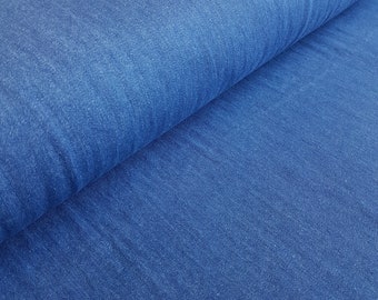 Medium Shade 8oz Medium-weight Washed Blue Denim Fabric by Large Fat Quarter