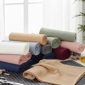 Cotton Waffle Weave Fabric Per HALF A METRE 100% Cotton Fabric Baby Absorbent Quick Drying For Towels Aprons Robes Slippers