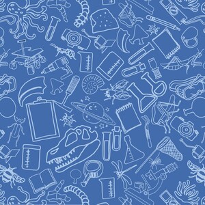 Future Scientist Dinosaurs Experiments Tools Boys Natural History Museum 100% Cotton Fat Quarter Kids Children&#39;s Fabric Crafts Sewing