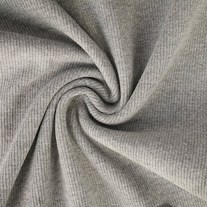 Ribbing Grey Jersey Dress Dresses Tubular Rib Stretch Fabric Soft & Luxurious Cotton 27cm - Half a Metre - Cuffs Neckbands Waistbands