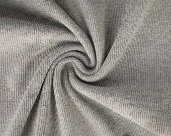 Vestido de jersey gris acanalado Vestidos Tejido elástico de canalé tubular Algodón suave y lujoso 27 cm - Medio metro - Puños Cuellos Cinturillas
