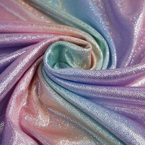 Stretchy Rainbow Colourful Unicorn Fairy Foil Shiny Costume Fabric Magical - HALF A METRE Girls Fabric Clothes Crafts Sewing - Number 1