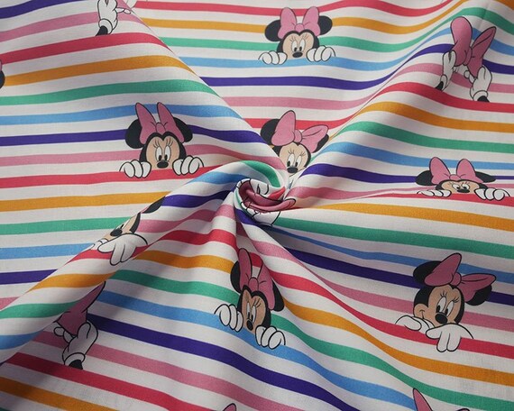 Cotton Fabric – Minnie Mouse – Rose Stripes
