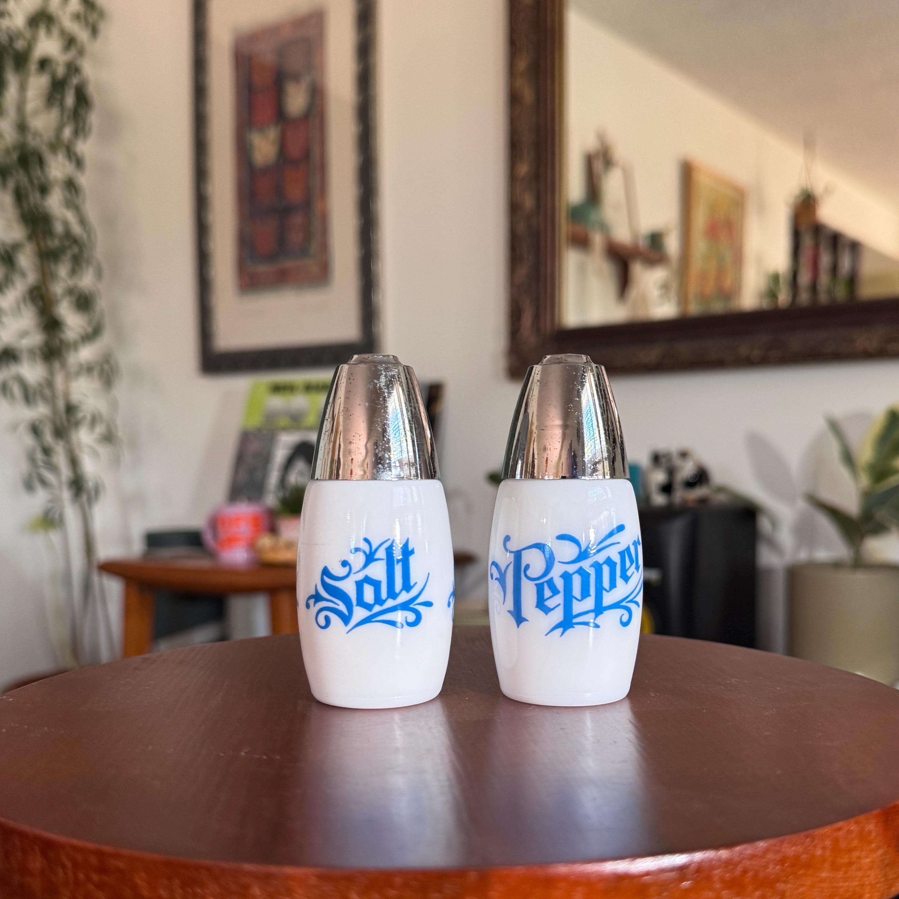 Milk Glass Salt Pepper Shakers - Etsy