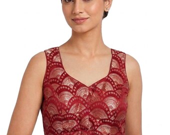 Maroon Red Saree Blouse / Indian Crop Top Choli - Ships from USA - Size 34-42