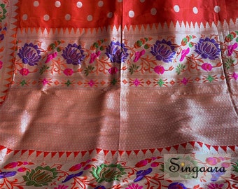 Banarasi Zijde Saree: Paithani Design, Bruiloft Sari, Indiase Bruidsmode