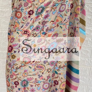 Kashmiri Handwoven Wool Kani Shawl Floral Pattern Wrap Pure Wool Shawl Winter Stole Soft Handmade Scarf Gift for Her