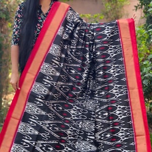 Cocktail Party Wear Saree Pochampally Silk Sari Ikat Traditional Indian Outfit Ethnic Wear Partywear Saree for Women Evening Look Soiree