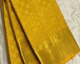 Yellow Kanjivaram Silk with Rich Pink Borde/ Handloom
