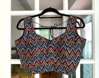 Navy Blue Saree Blouse: Indian Crop Top Choli, Size 38