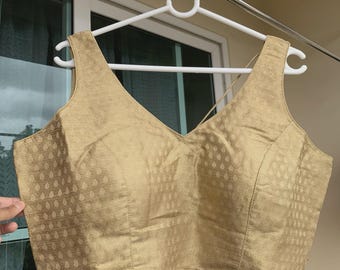 Banarasi Muted Gold Brocade Blouse: Saree Lehenga Choli, Size 38