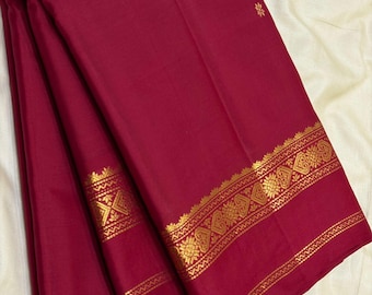 Kanchipuram Silk Saree small border  / Indian Saree with Zari
