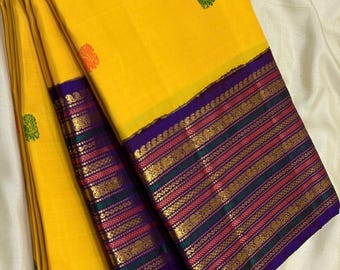 Korvai Kanchipuram silk saree/ Handloom saree/ ships from usa