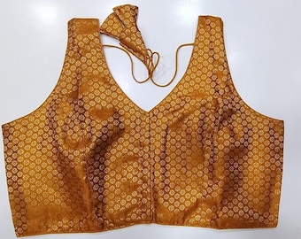 Black Plus Size Embroidered Sequin Saree Blouse: Indian Crop Top Choli - Ships from USA