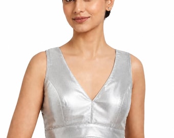 Silver Saree Blouse : Lehenga Choli, Ships from USA