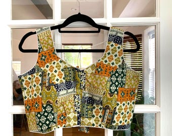 Patchwork Saree Blouse: Indian Crop Top Choli - Size 38