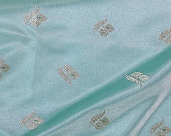Banarasi Mashru Silk Saree / Ice Blue Silk Sari