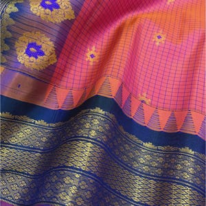 Sari de boda tradicional indio Gadwal, sari de seda, ropa étnica, sari de fiesta para mujer, sari de novia, sari de novio, sari de madre, sari de festival