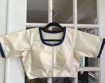 Off White Saree Blouse: Indian Crop Top Choli , Ships from USA