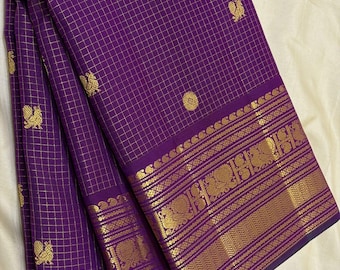 Kanchipuram Silk Saree with vaaira Oosi/ 2 Gram Gold