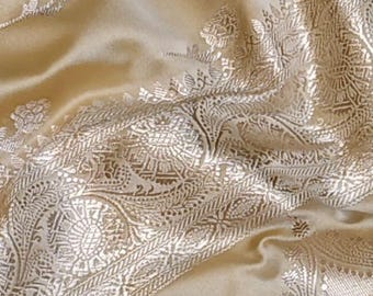 Banarasi Mashru Silk Saree / Champage Silk Sari