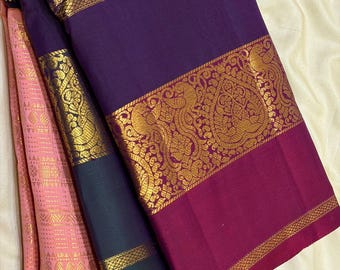 Kanchipuram silk saree korvai borders / ships from usa