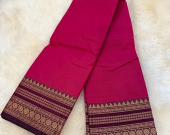 Magenta Cotton Saree Handloom Saree/ kanchi Cotton