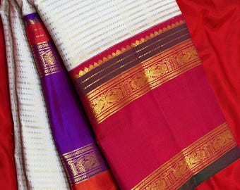 Korvai Kanchipuram Silk Saree in Ganga Yamuna borders vaira Oosi body