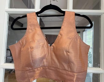 Copper Saree Blouse: Indian Wedding Crop Top, Lehenga Choli