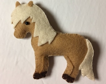 Lil / Li'l Sebastian Ornament • Horse Ornament • Felt Pony Horse • Miniature Horse • Shetland • Parks & Rec • Mini horse • gift
