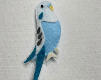 Parakeet Ornament • Budgie Ornament • Felt • Blue & White • Pet • Bird • gift • animal • memorial