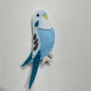 Parakeet Ornament • Budgie Ornament • Felt • Blue & White • Pet • Bird • gift • animal • memorial