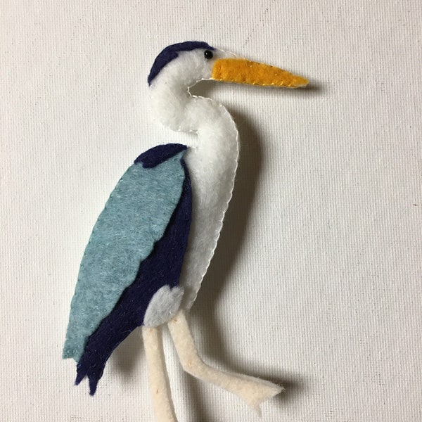 Blue Heron Ornament * Great Blue Heron felt * Shore Bird *handmade * gift