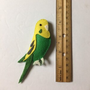 Parakeet Ornament Budgie Ornament Felt Green & Yellow Pet Bird Gift