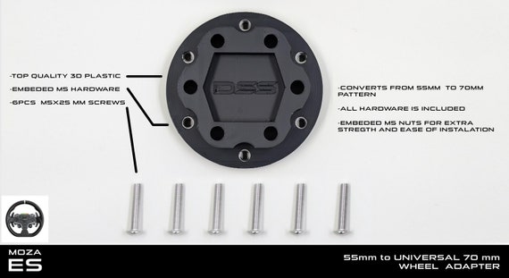 MOZA ES Wheel Rim Adapter: 55mm to 70mm Sim Racing Upgrade