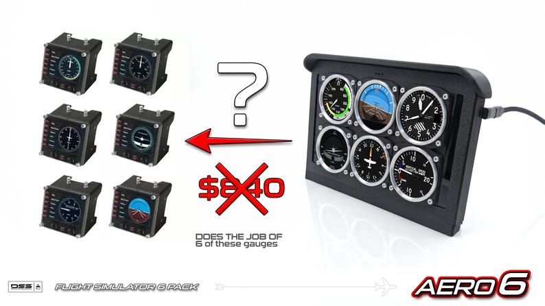 USB-flygsimulator med sexpack AERO6 | HD-pekskärmsmätare för PC, ingen HDMI!!! bild 5