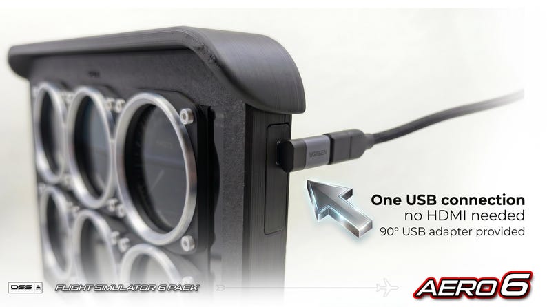 USB-flygsimulator med sexpack AERO6 | HD-pekskärmsmätare för PC, ingen HDMI!!! bild 3