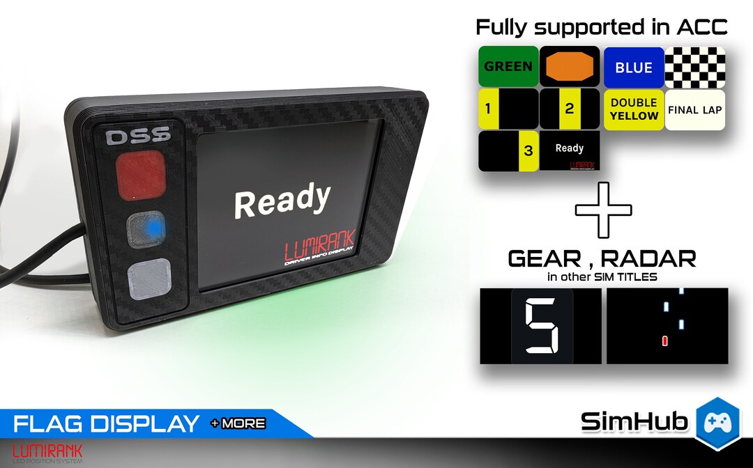 RACE FLAG Display for ACC Gear and Radar for Other Sim Titles 4inch ...