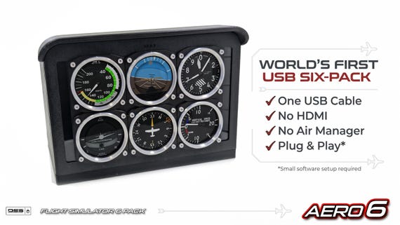 USB Flight Simulator Six Pack Display AERO6 | HD Touchscreen Gauges for PC, No Hdmi !!!