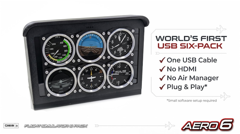 USB-flygsimulator med sexpack AERO6 | HD-pekskärmsmätare för PC, ingen HDMI!!! bild 1